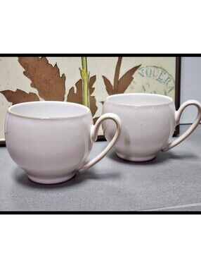 NEW Denby England Natural Pearl Glazed Stoneware Mug Set Of 2 Blush Beige NEW